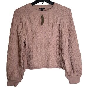 J.Crew Womens XXL Cable Knit Crewneck Sweater Pink AY824 NWT Chunky
